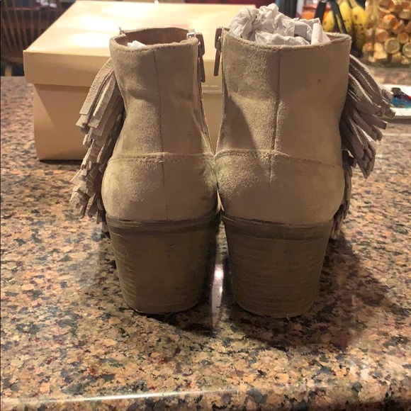 Taupe/Tan Ankle Booties w/ Fringe - Picture 4 of 6
